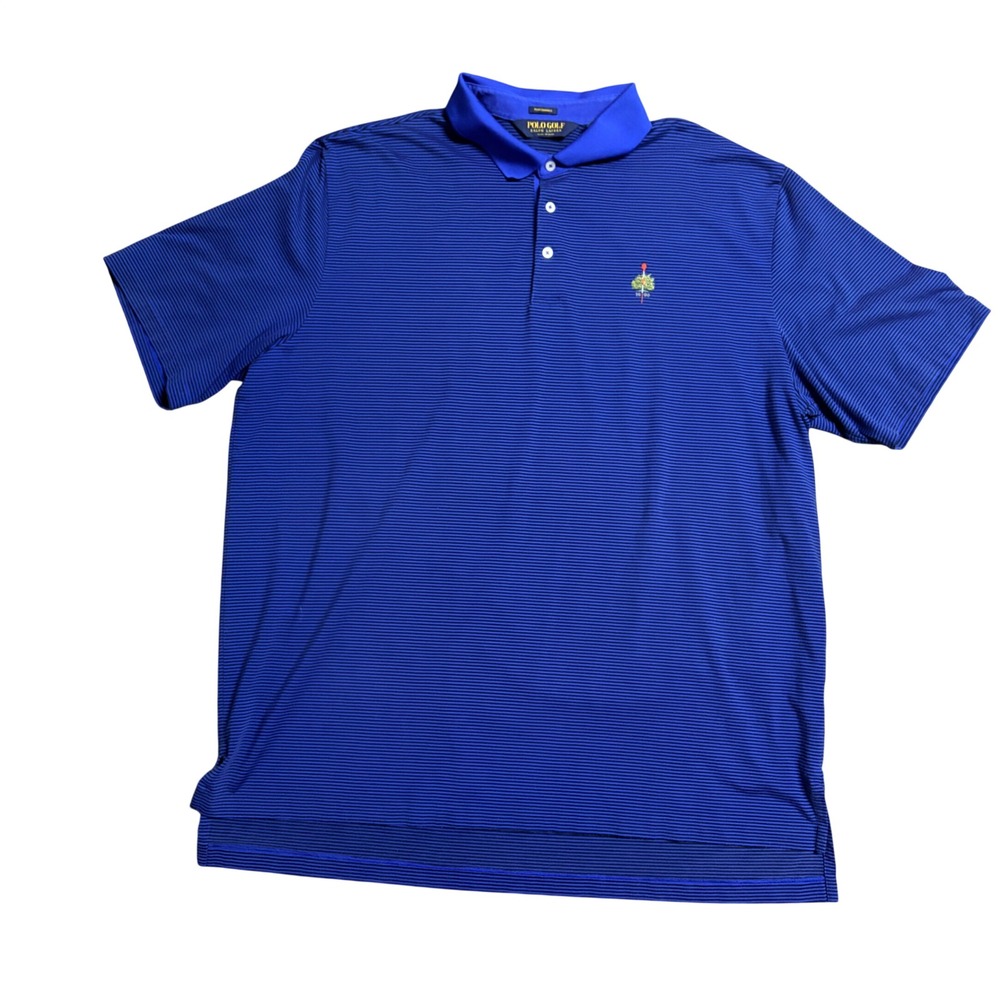 Polo Golf Ralph Lauren Mens XXL‎ Blue Striped Performance Polo Shirt 1696 Tree